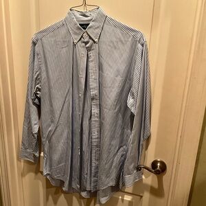Ralph Lauren Men's Blue and White Striped Dress Shirt